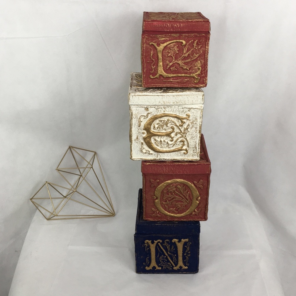 Ornate Gold Lettered NOEL Boxes - Picture 1 of 3